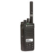 Motorola DP2600 VHF s krátkou anténou, pohled na PPT a funkční tlačítka